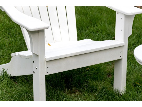 Classic Pair Of Seaside Casuals Adirondack Chairs With Accent Side Table