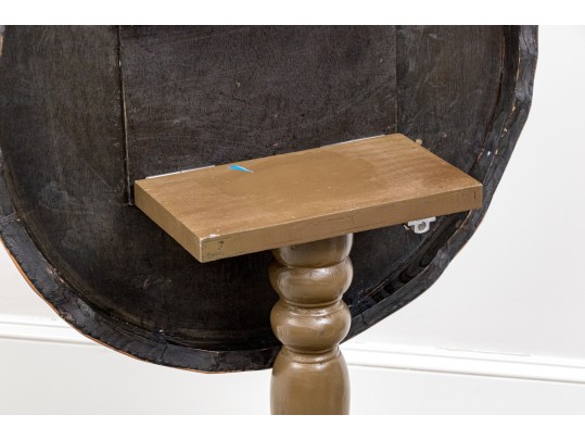 Quality Carved Wood And Willow Tilt Top Pedestal Table