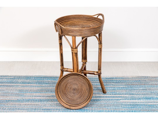 Bamboo And Rattan Two-Tier End Table