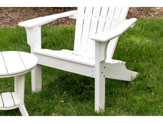 Classic Pair Of Seaside Casuals Adirondack Chairs With Accent Side Table