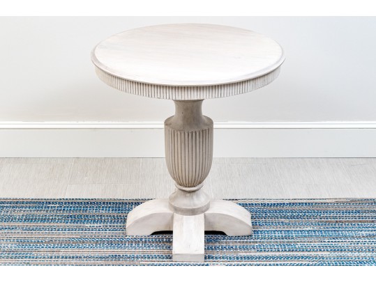 Handsomely Carved And Paint Finished Accent Pedestal Table
