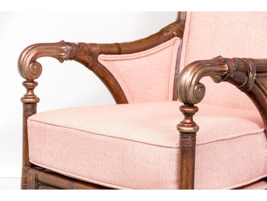 Bamboo And Rattan Custom Upholstered Armchair