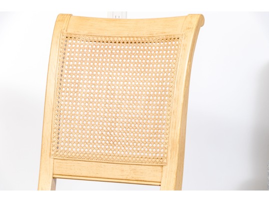 Pair Of Handsome Upholstered And Caned Accent Chairs