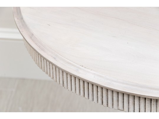 Handsomely Carved And Paint Finished Accent Pedestal Table