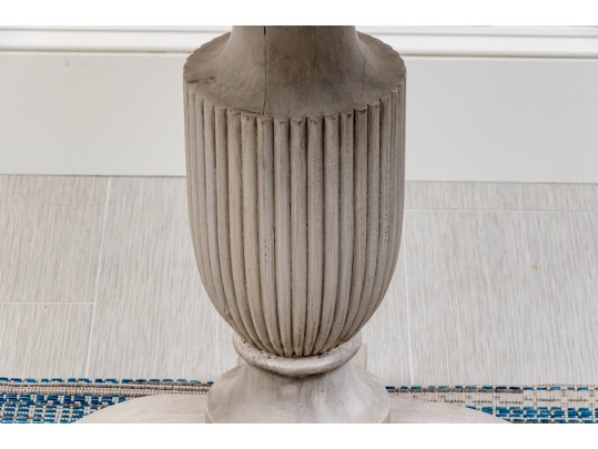 Handsomely Carved And Paint Finished Accent Pedestal Table