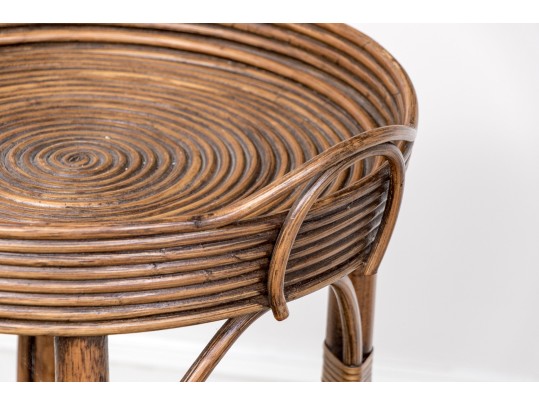 Bamboo And Rattan Two-Tier End Table