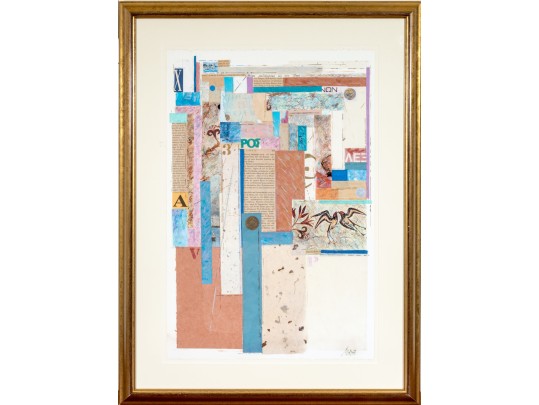 Maya Signed Mixed Media Collage On Paper