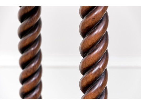 Fabulous Barley Twist Carved End Table
