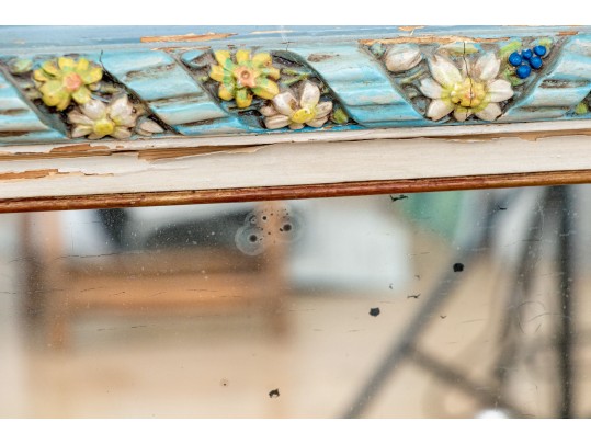 Whimsical Carved And Paint Finished Framed Mirror