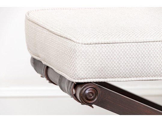 Upholstered Mahogany Finished Collapsible Stool