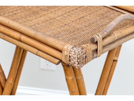 Bamboo And Rattan Collapsible Tray Top Table