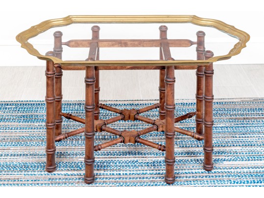 Hollywood Regency Glass And Brass Tray Top Table