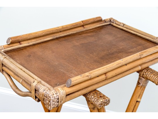 Bamboo And Rattan Collapsible Tray Top Table