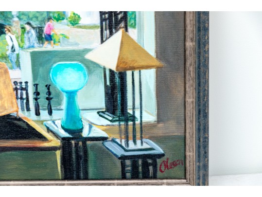 Signed Oil On Canvas, Newbury Port Shop Window