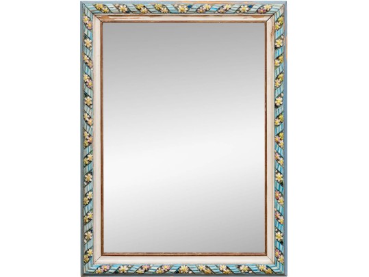 Whimsical Carved And Paint Finished Framed Mirror