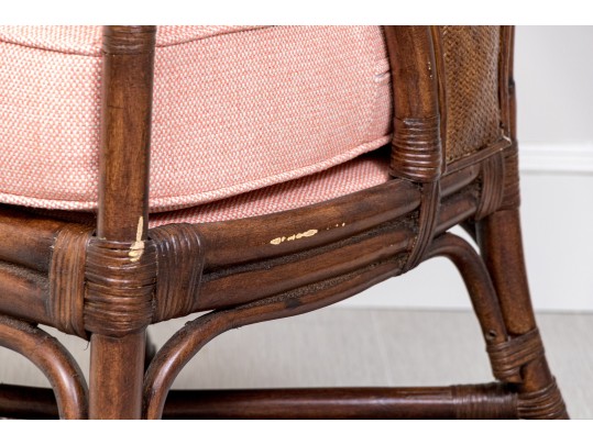Bamboo And Rattan Custom Upholstered Armchair