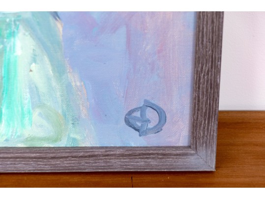 Signed Oil On Canvas, Still Life With Vase, Book And Orange