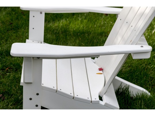 Classic Pair Of Seaside Casuals Adirondack Chairs With Accent Side Table
