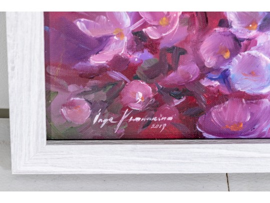 Inga Kranakina Signed Acrylic On Canvas, Bee With Flowers, 2019