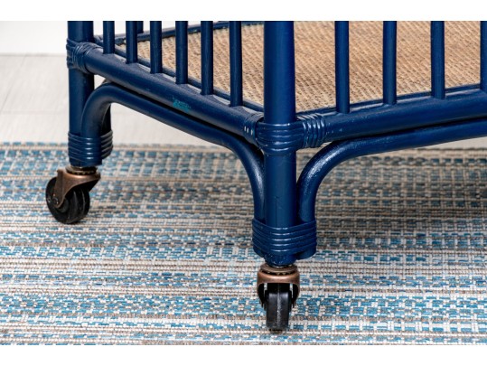 Awesome Bamboo And Cane Two Tiered Bar Cart On Casters