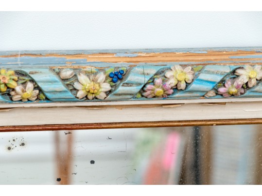 Whimsical Carved And Paint Finished Framed Mirror