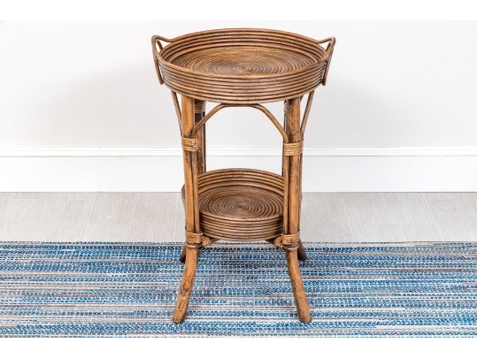 Bamboo And Rattan Two-Tier End Table
