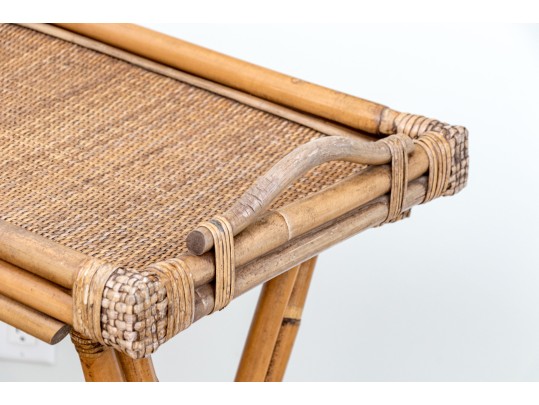 Bamboo And Rattan Collapsible Tray Top Table