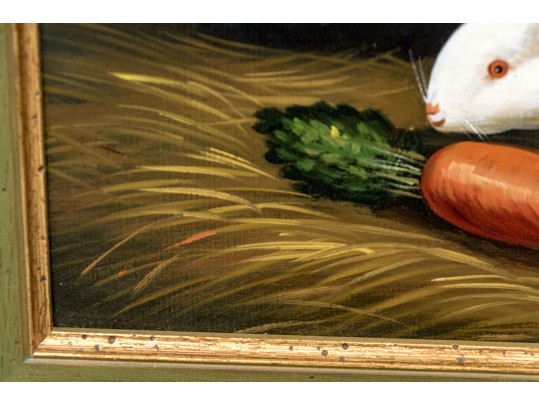 Oil On Canvas In The Manner Of George Morland (English, 1763-1804) Rabbits With Carrot