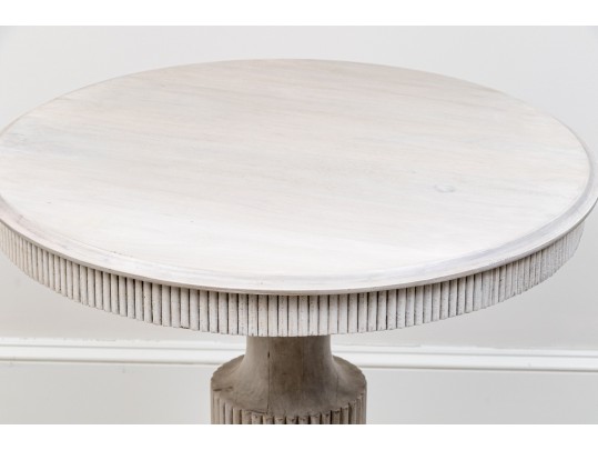 Handsomely Carved And Paint Finished Accent Pedestal Table