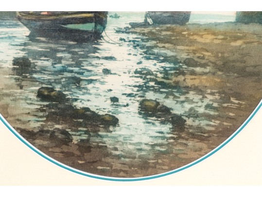 Work On Paper, Coastal Scene With Boats