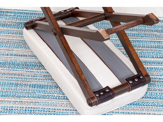 Upholstered Mahogany Finished Collapsible Stool