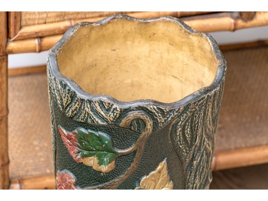 Vintage Faux Bois Ceramic Umbrella Stand