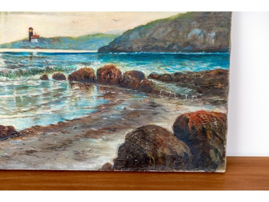 Oil On Canvas, Coastal Scene With Light House