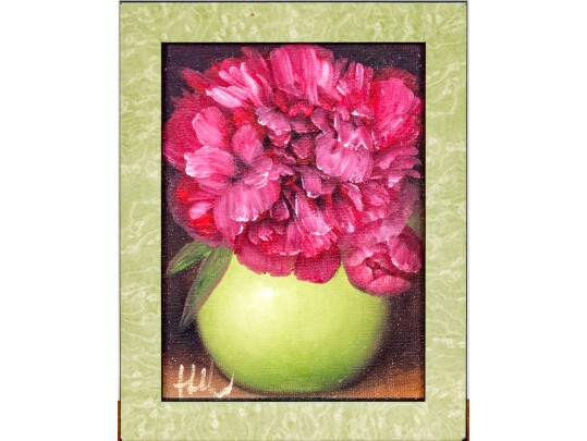Charming Diminutive Signed Oil On Canvas, Floral Still Life