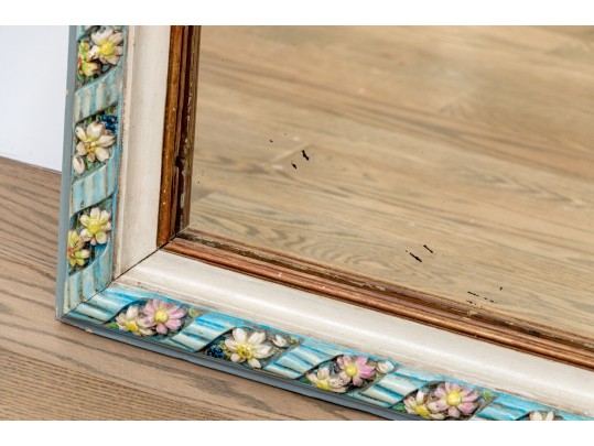 Whimsical Carved And Paint Finished Framed Mirror