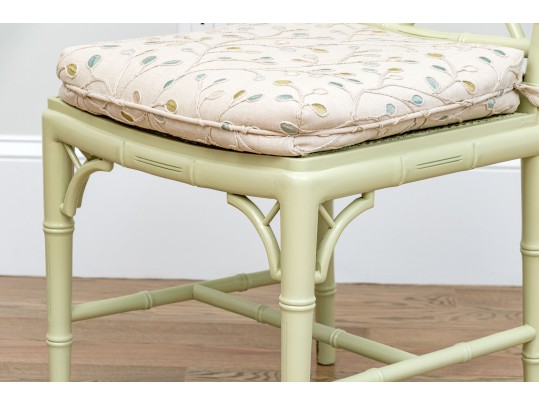 Fabulous Chinese Chippendale Style Faux Bamboo Painted Side Chair