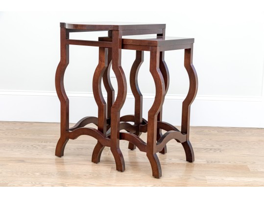 Mahogany Finished Set Of Two Nesting Tables