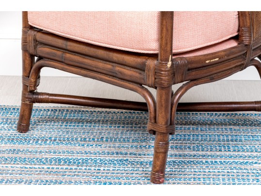 Bamboo And Rattan Custom Upholstered Armchair