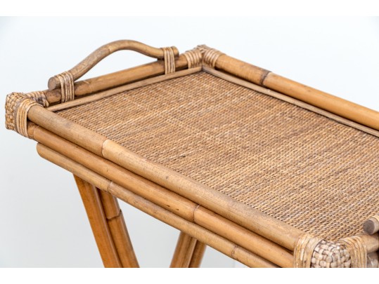Bamboo And Rattan Collapsible Tray Top Table