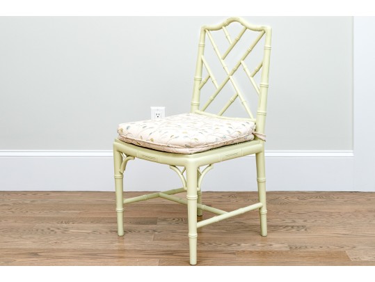 Fabulous Chinese Chippendale Style Faux Bamboo Painted Side Chair