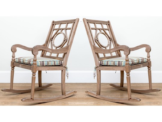 Quality Pair Of Teak Rocking Rocking Chairs