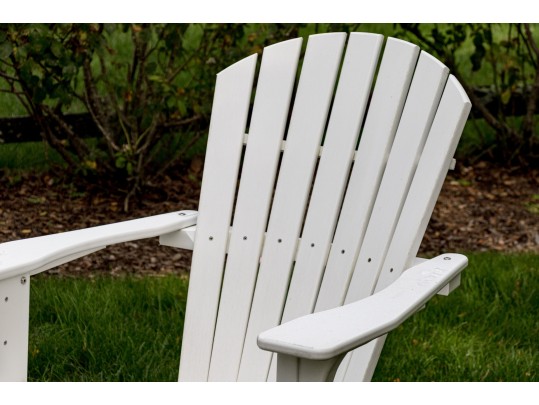 Classic Pair Of Seaside Casuals Adirondack Chairs With Accent Side Table