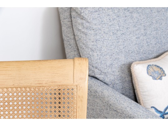 Pair Of Handsome Upholstered And Caned Accent Chairs