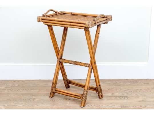 Bamboo And Rattan Collapsible Tray Top Table