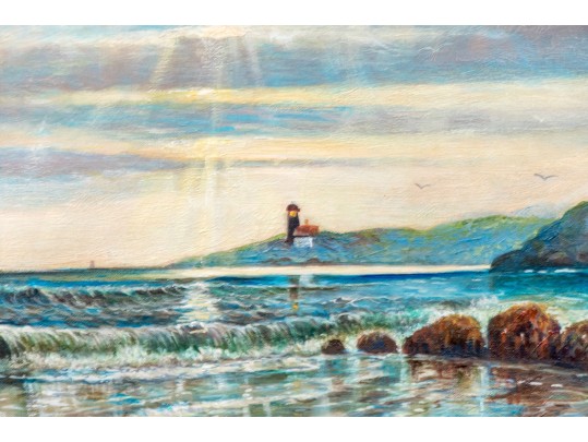 Oil On Canvas, Coastal Scene With Light House