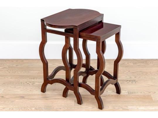 Mahogany Finished Set Of Two Nesting Tables