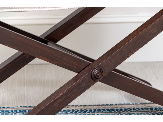 Upholstered Mahogany Finished Collapsible Stool