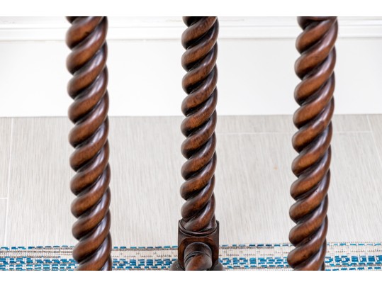 Fabulous Barley Twist Carved End Table