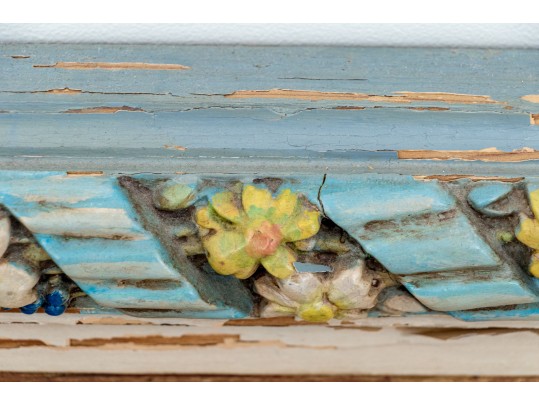 Whimsical Carved And Paint Finished Framed Mirror