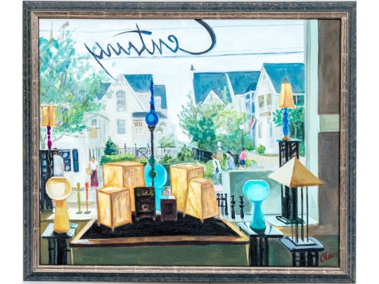 Signed Oil On Canvas, Newbury Port Shop Window